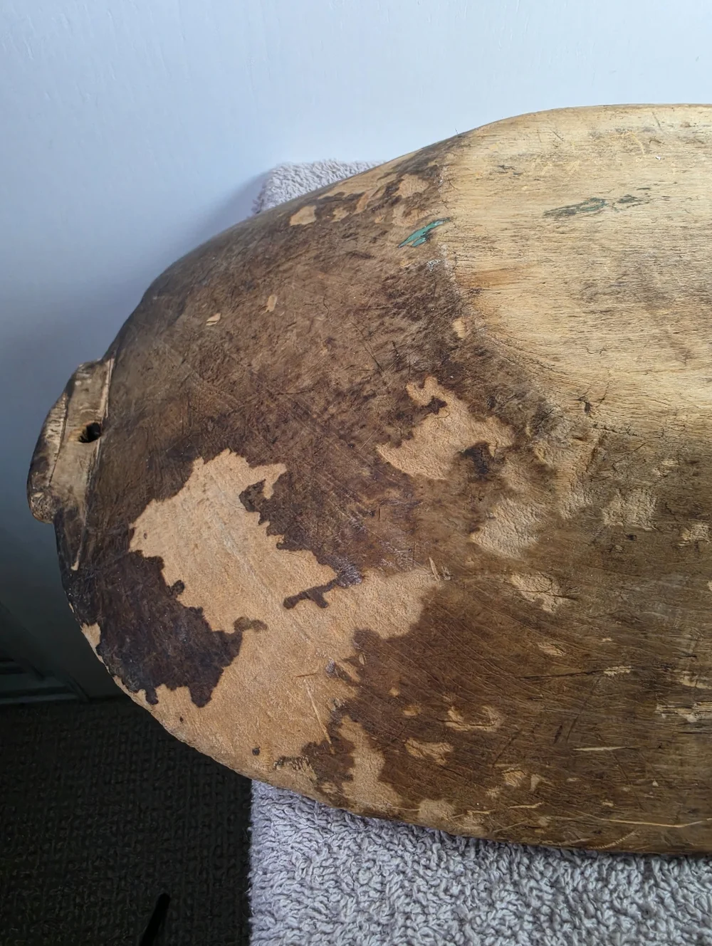 Antique Primitive Hand Carved Hewn Wooden Dough Bowl